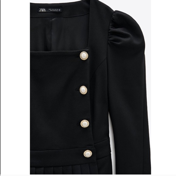 ZARA Box Pleat Blazer Dress Black - Picture 5 of 6